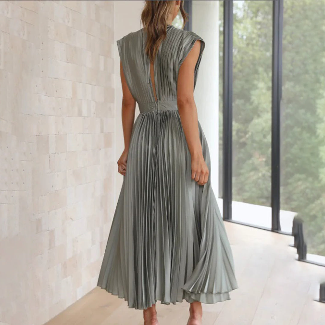 Alora | Women's A-Line Midi Dress with Sleeveless Design and Flowy Skirt