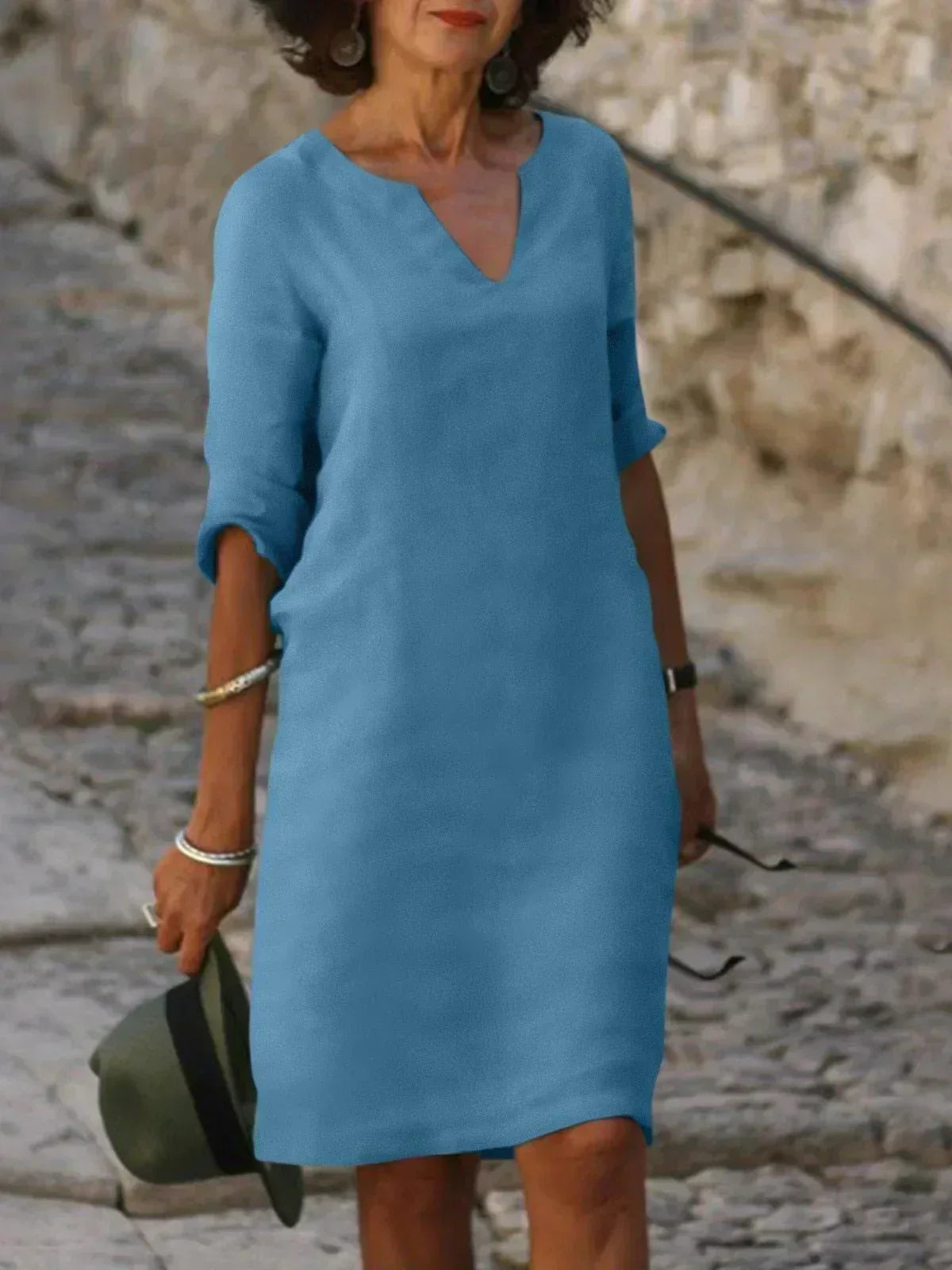 Elysia | Women's V-Neck Dress with Flattering Cut and Versatile Style