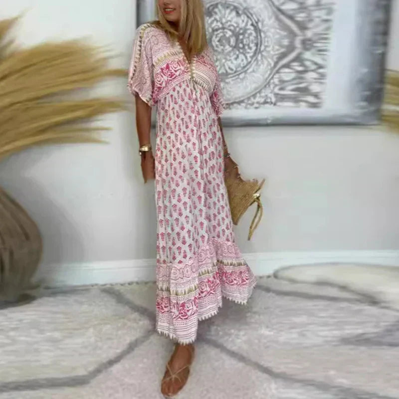 Autumn | Women's Boho Print Maxi Dress
