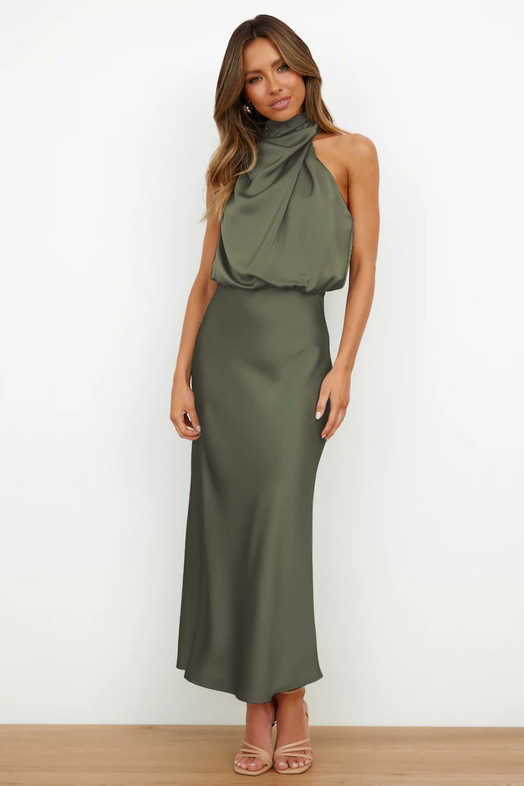 Helena | Women's Halter Evening Dress with Open Back and Floor-Length Design