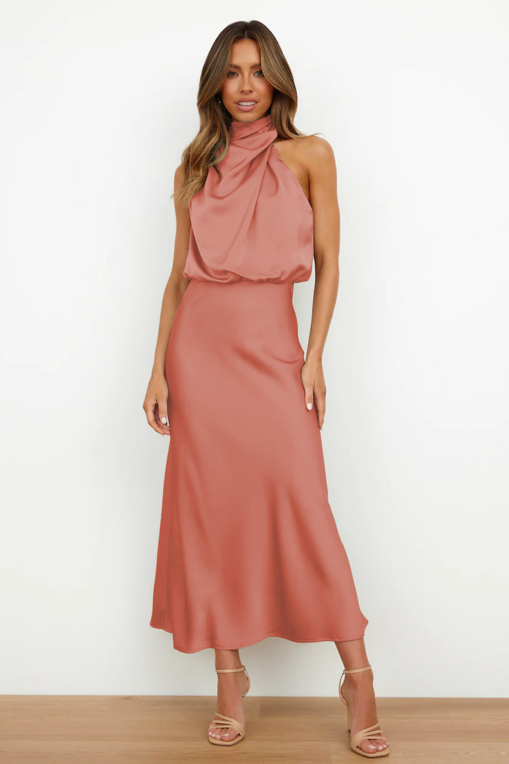 Helena | Women's Halter Evening Dress with Open Back and Floor-Length Design