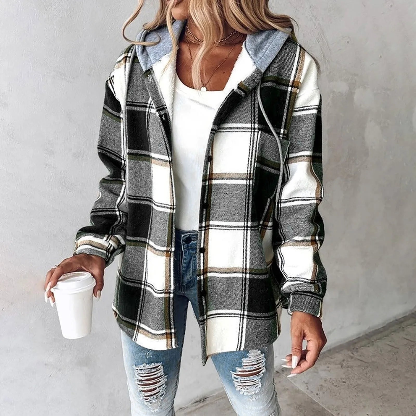 Carmen | Women's Checkered Lined Cardigan