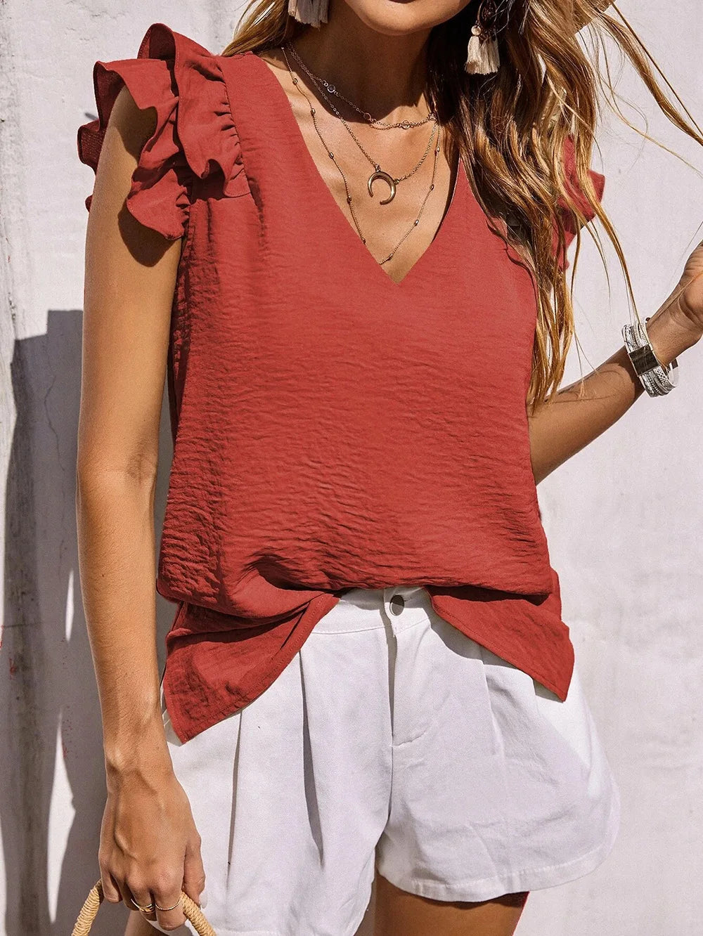 Aria | Summer Top with Ruffle Sleeves and Lightweight Fabric