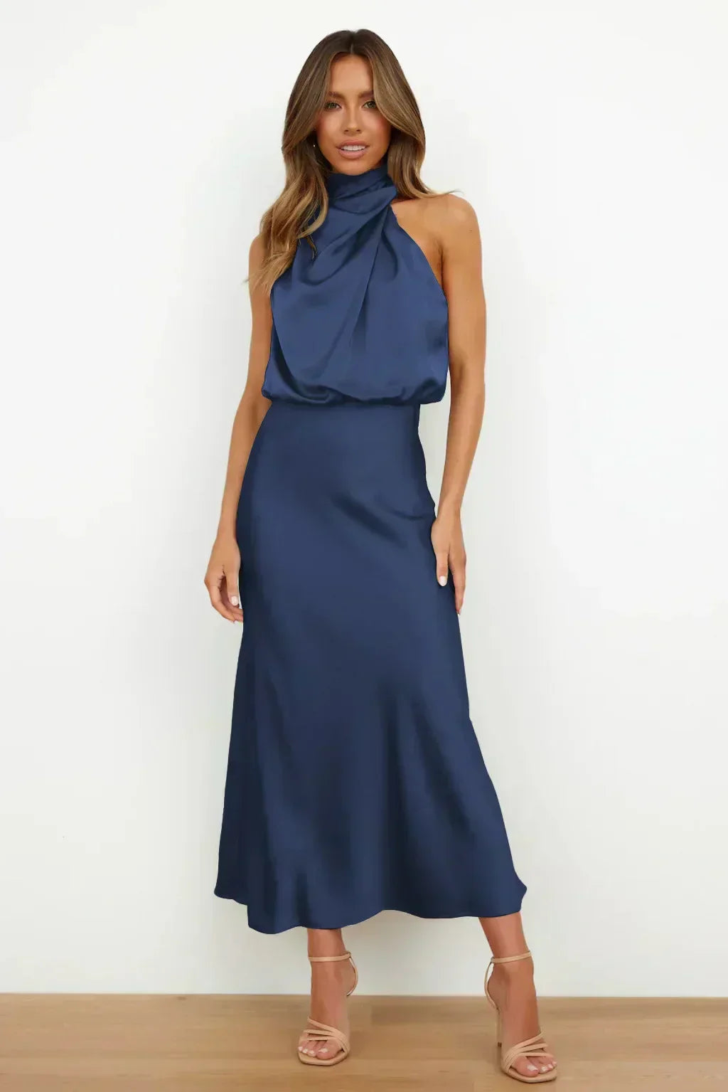 Helena | Women's Halter Evening Dress with Open Back and Floor-Length Design