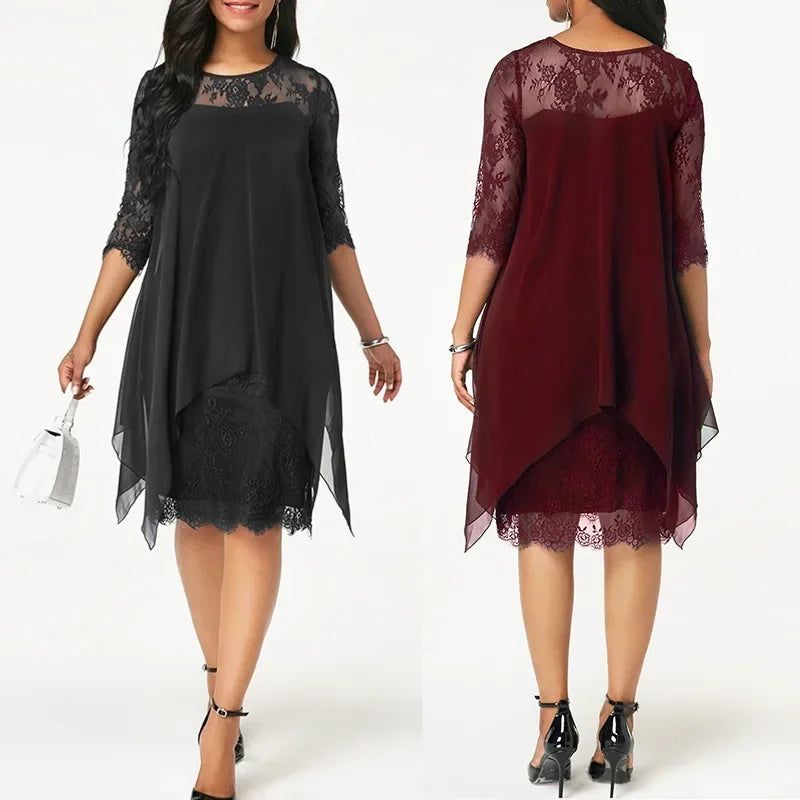 Ann | Quarter Sleeve Chiffon Dress