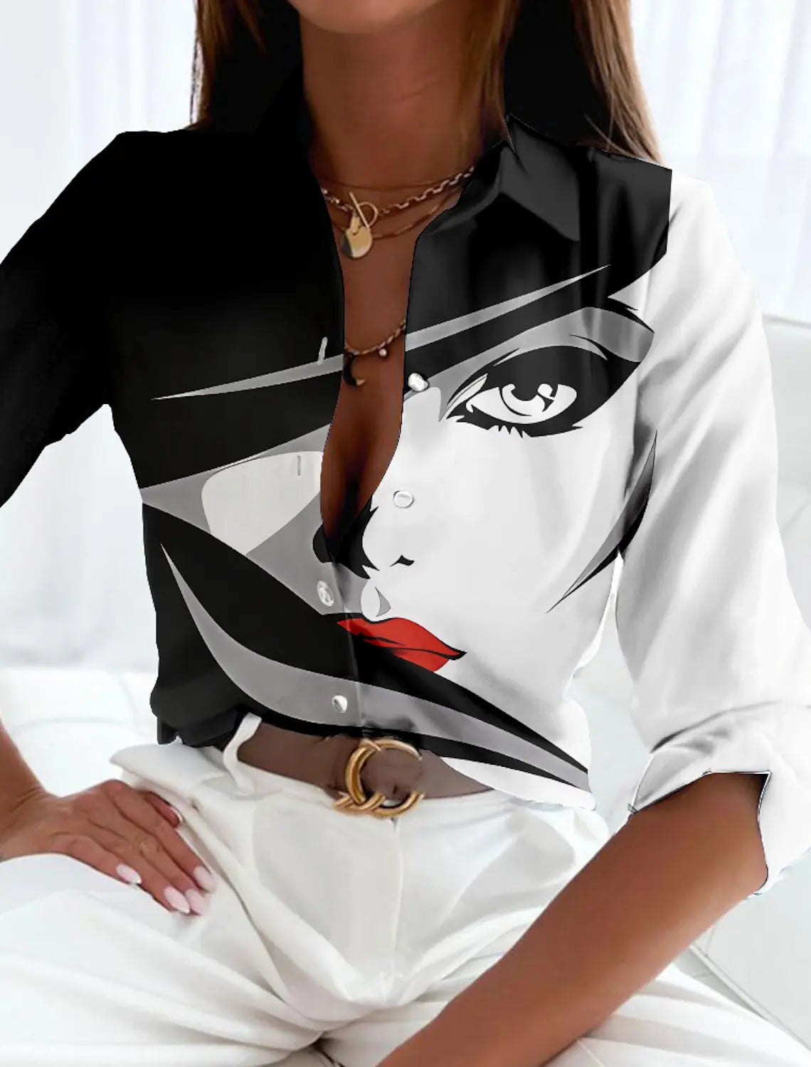 Blaire | Printed Blouse with Short Sleeves