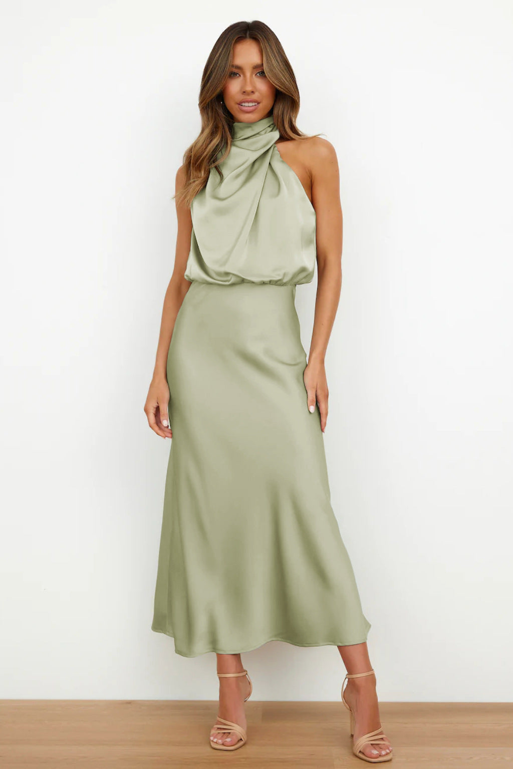 Helena | Women's Halter Evening Dress with Open Back and Floor-Length Design