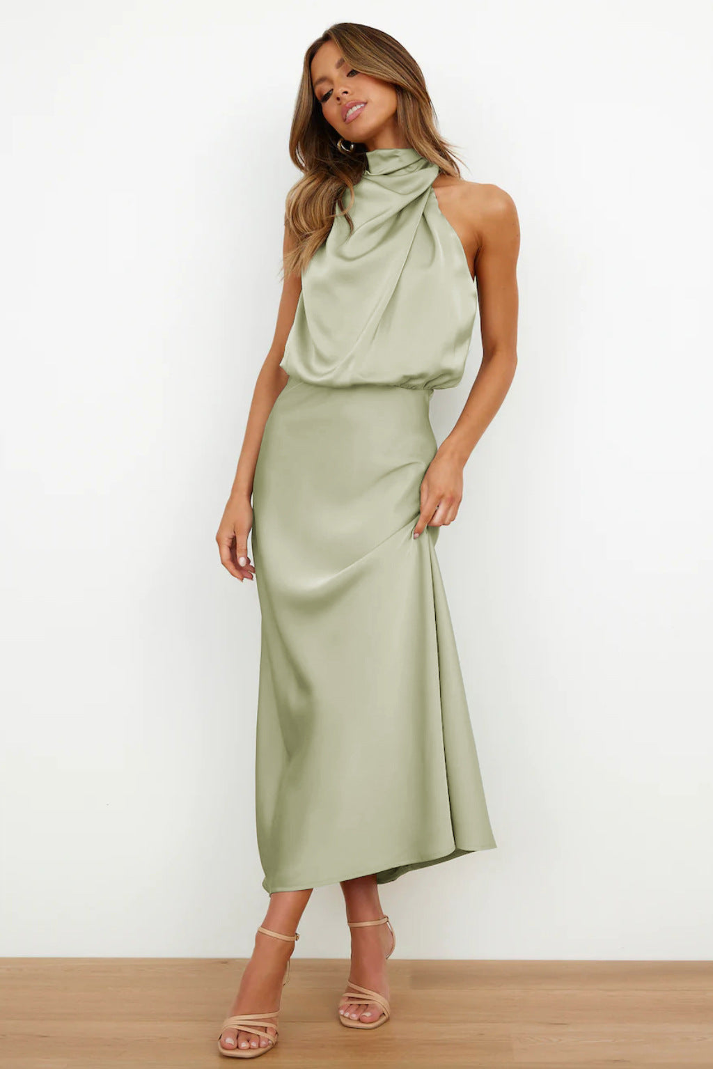 Helena | Women's Halter Evening Dress with Open Back and Floor-Length Design