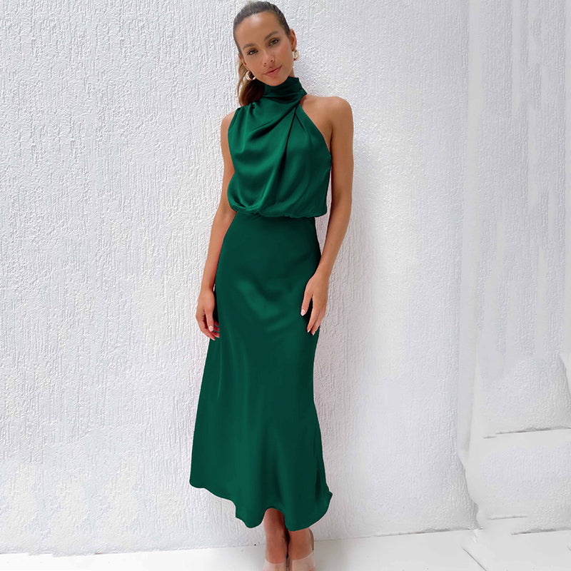 Helena | Women's Halter Evening Dress with Open Back and Floor-Length Design