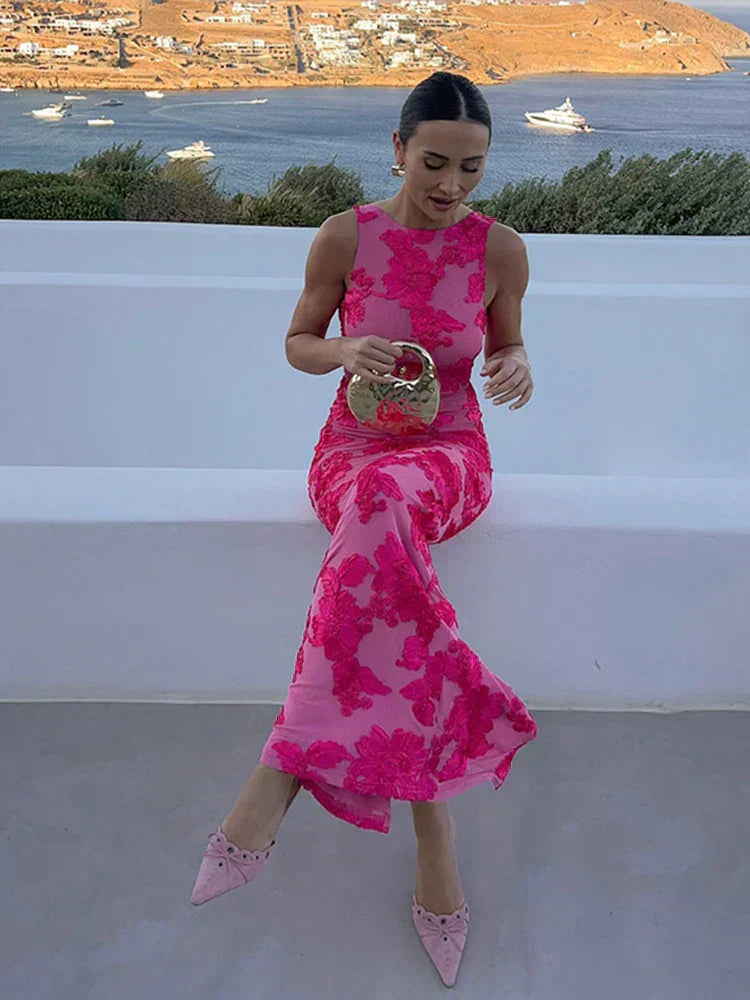 Ellery | Women's Maxi Dress with Floral Print and Sleeveless Design