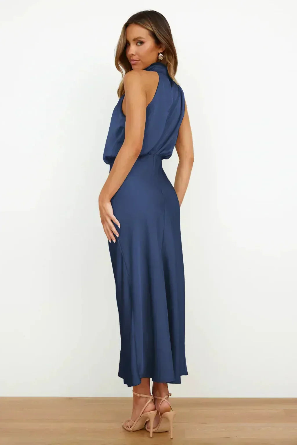 Helena | Women's Halter Evening Dress with Open Back and Floor-Length Design