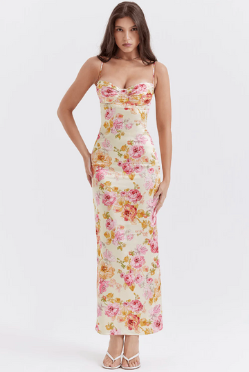 Haisley | Women's Floral Spaghetti Strap Dress with Adjustable Straps and Flowing Skirt