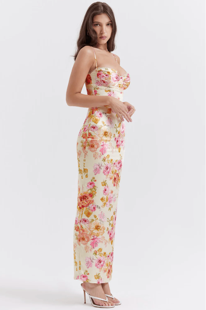 Haisley | Women's Floral Spaghetti Strap Dress with Adjustable Straps and Flowing Skirt