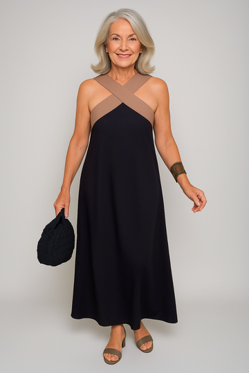 Elsie | Women's Cross-Neck Maxi Dress with Flowing Design and Versatile Style