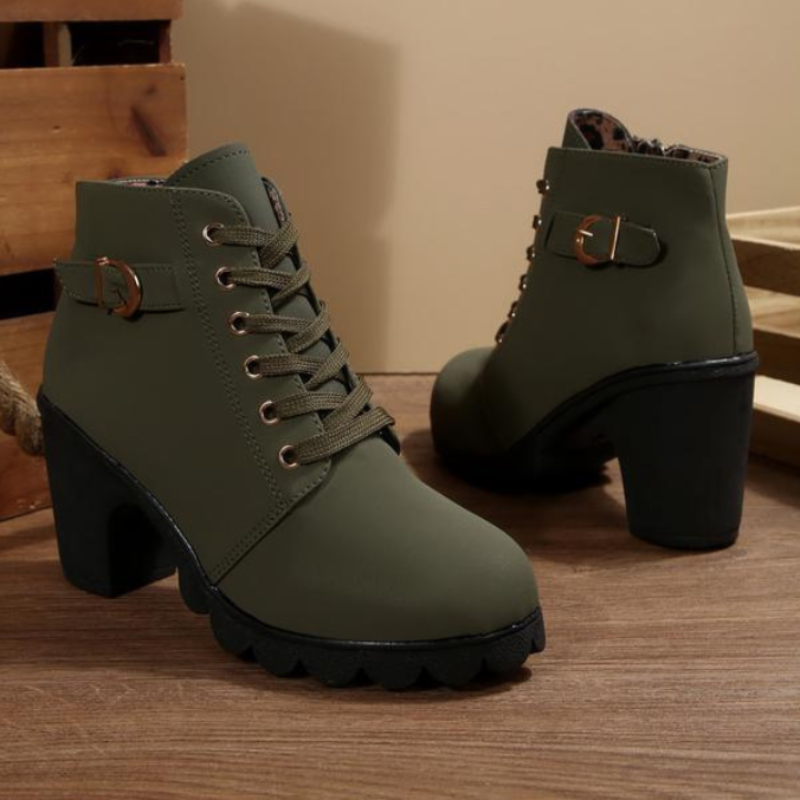 Demi | Chic Lace-Up Chunky Ankle Boots