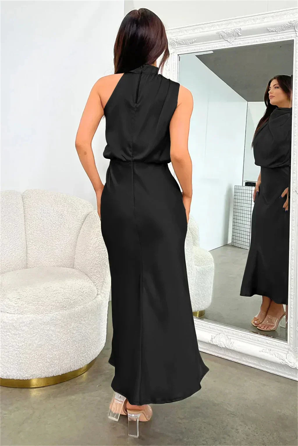 Helena | Women's Halter Evening Dress with Open Back and Floor-Length Design