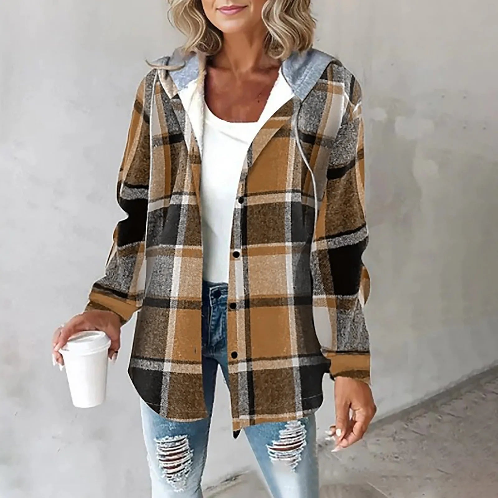 Carmen | Women's Checkered Lined Cardigan