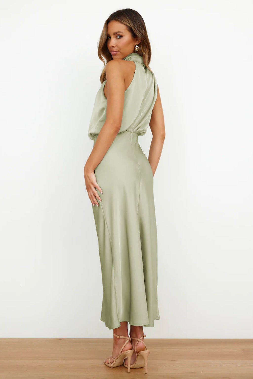 Helena | Women's Halter Evening Dress with Open Back and Floor-Length Design