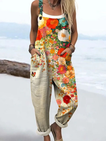 Dahlia | Women's Floral Jumpsuit with Vintage Design and Adjustable Straps