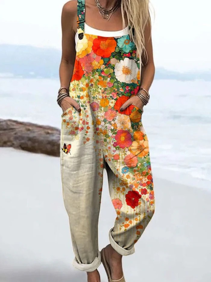Dahlia | Women's Floral Jumpsuit with Vintage Design and Adjustable Straps