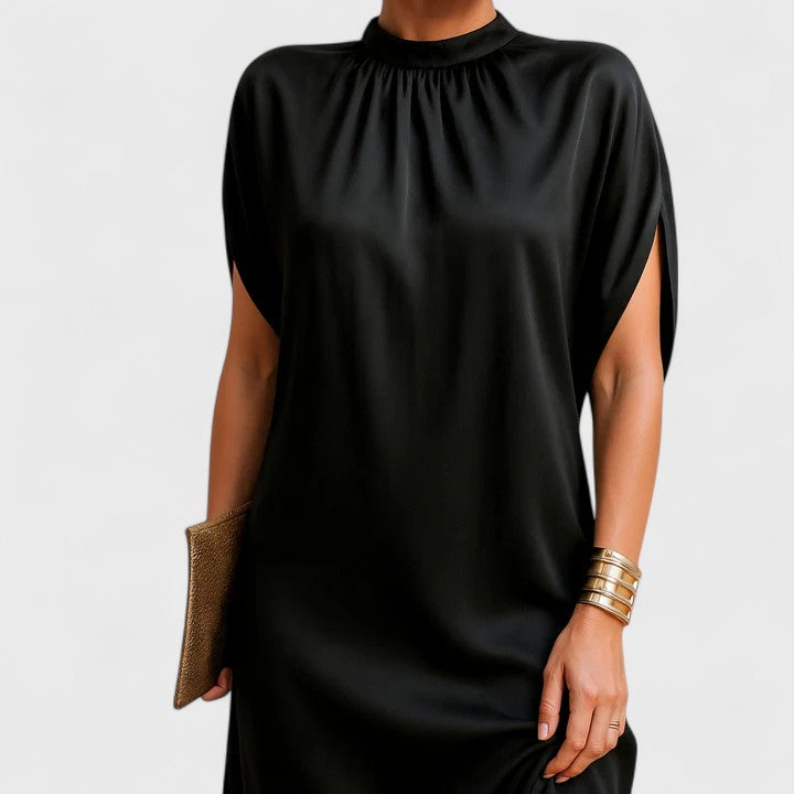 Coralisse | Women's Mock Neck Mini Dress with Split Sleeves and Versatile Style