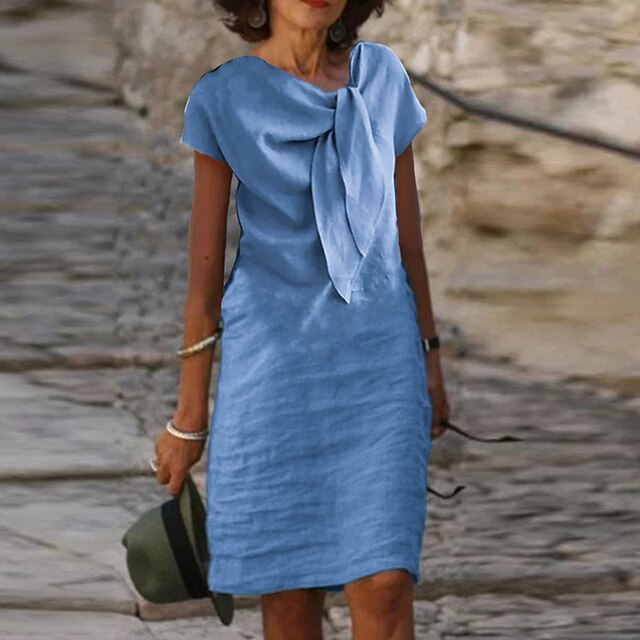 Celeste | Women's Bow Neck Short Sleeve Midi Dress