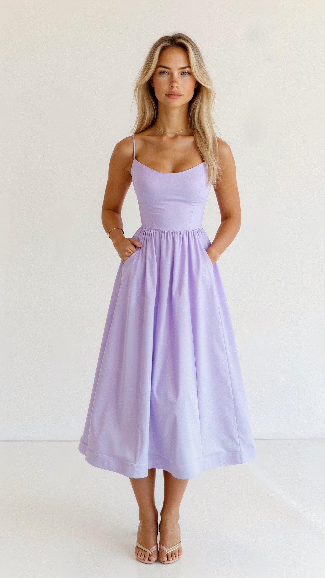 Genevieve | Elegant A-Line Midi Dress in Ascot Style for Special Events