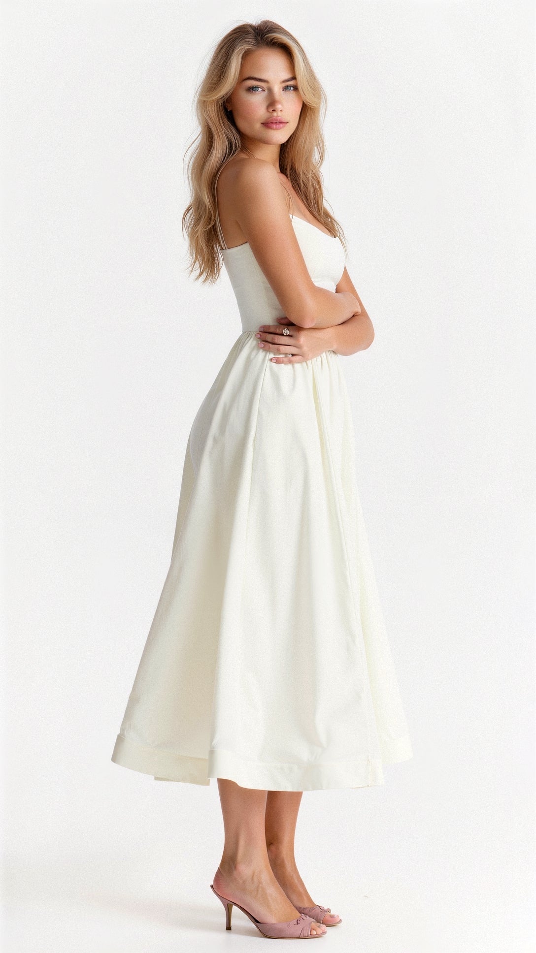 Genevieve | Elegant A-Line Midi Dress in Ascot Style for Special Events
