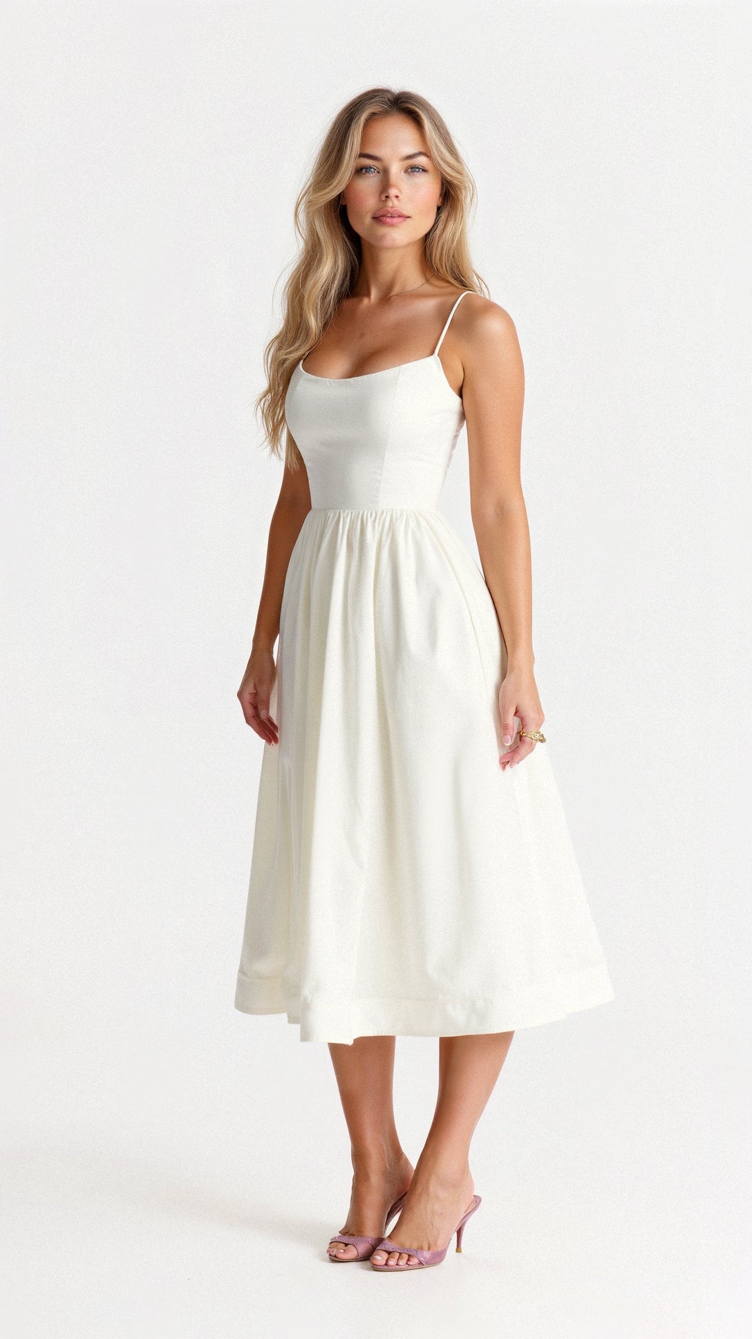 Genevieve | Elegant A-Line Midi Dress in Ascot Style for Special Events