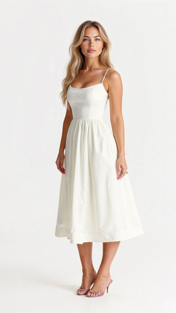 Genevieve | Elegant A-Line Midi Dress in Ascot Style for Special Events