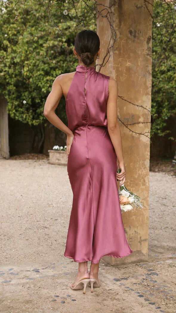 Helena | Elegant Halter Midi Dress ¨C Flattering Flowing Design for Every Event