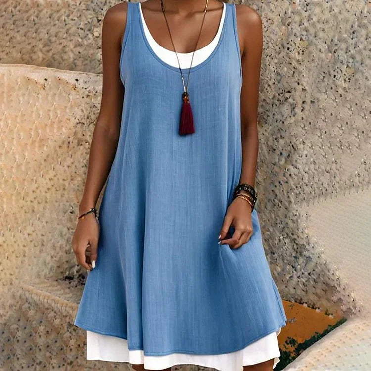 Fiorabelle | Women's Layered Mini Dress with Sleeveless Design and Scoop Neck