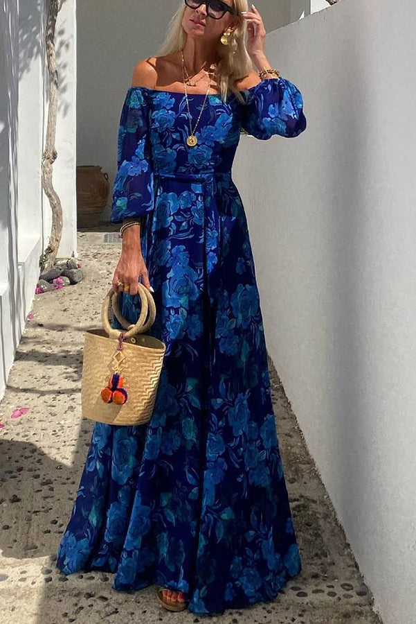 Brooke | Women's Off Shoulder Floral Flowy Maxi Dress Evening