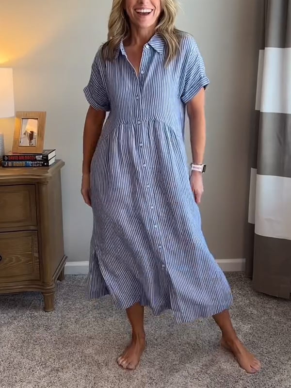 Hadleigh | Women's Button-Up Shirt with Striped Pattern and Classic Fit