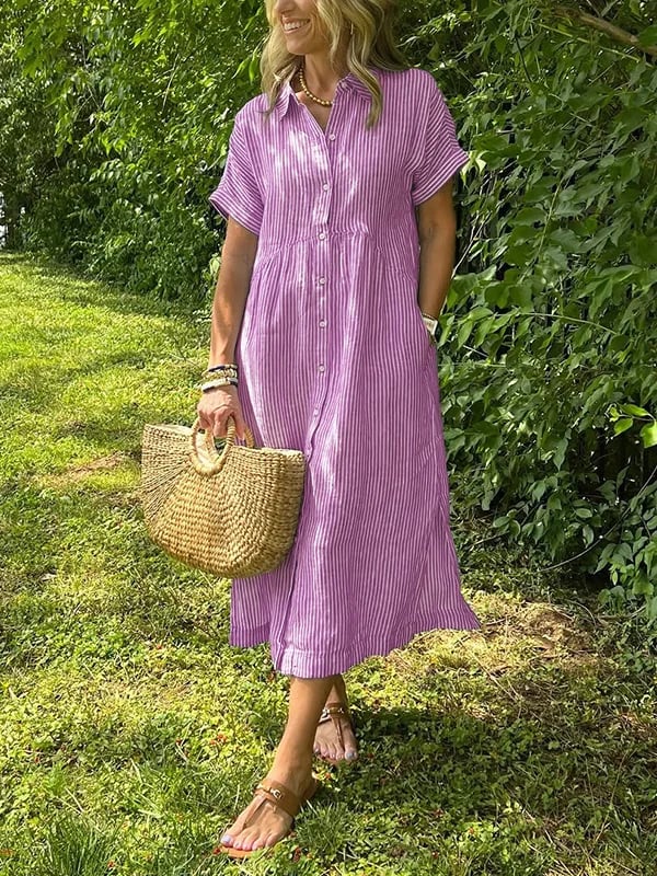 Hadleigh | Women's Button-Up Shirt with Striped Pattern and Classic Fit