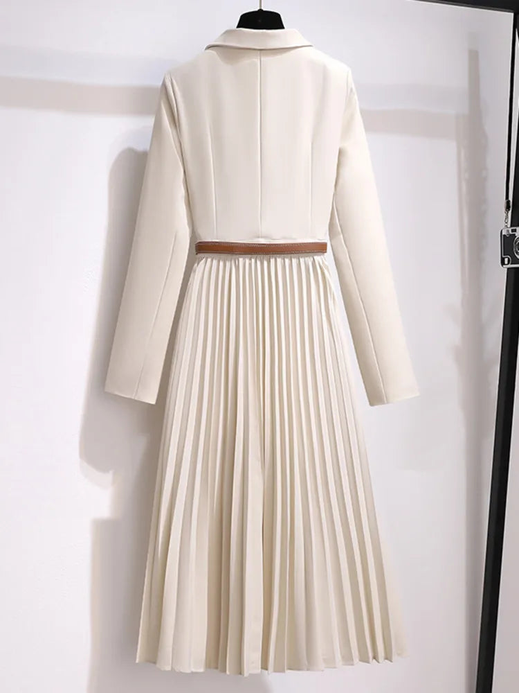 Adrienne | Women's Belted Pleated Midi Dress