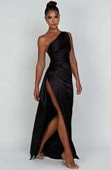 Ainsley | Women's Bodycon Dress with One Shoulder Design and Satin Finish