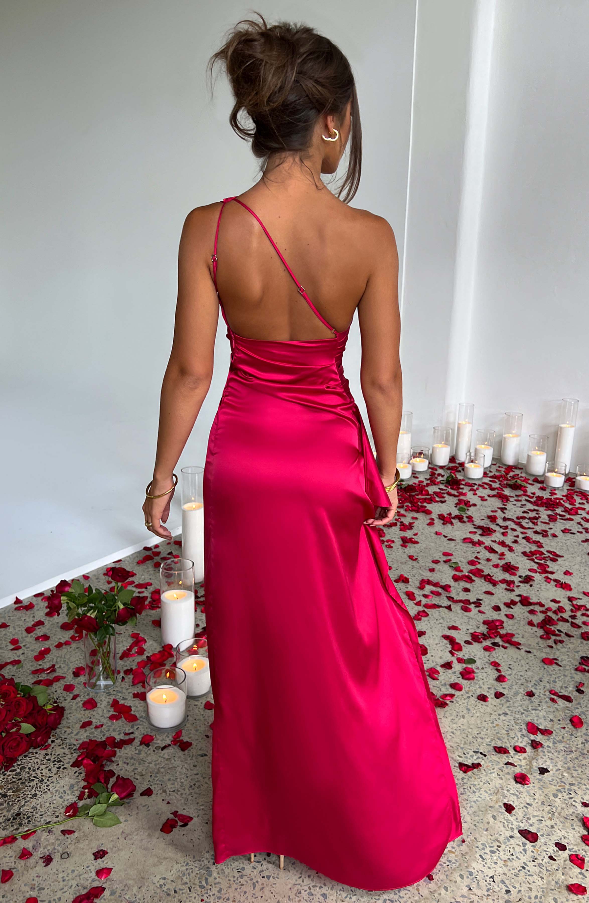 Ainsley | Women's Bodycon Dress with One Shoulder Design and Satin Finish