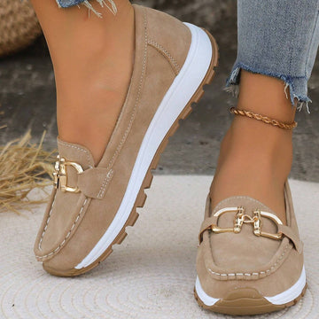 Azalea | Women's Gold Buckle Comfort Loafers