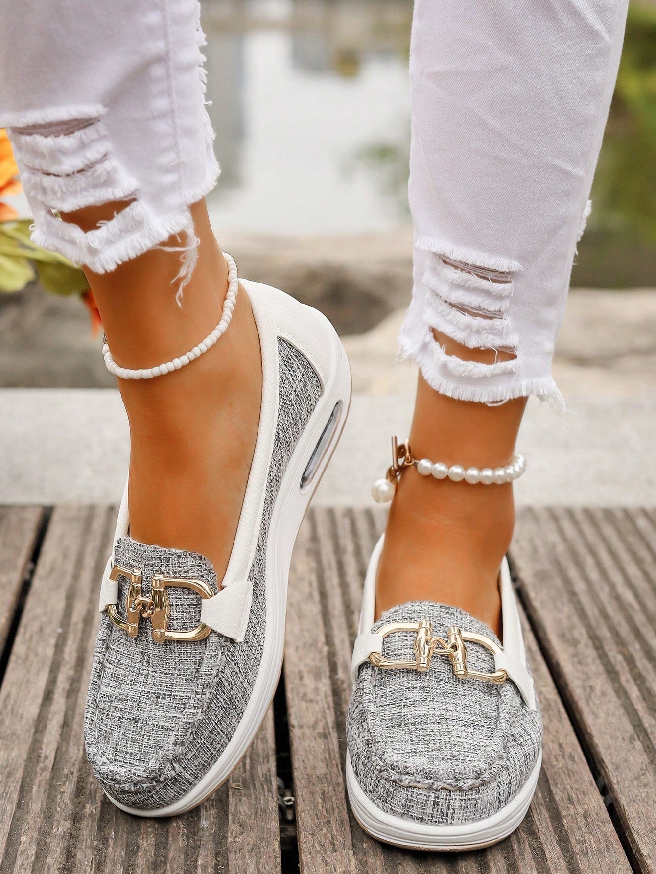 Azalea | Women's Gold Buckle Comfort Loafers