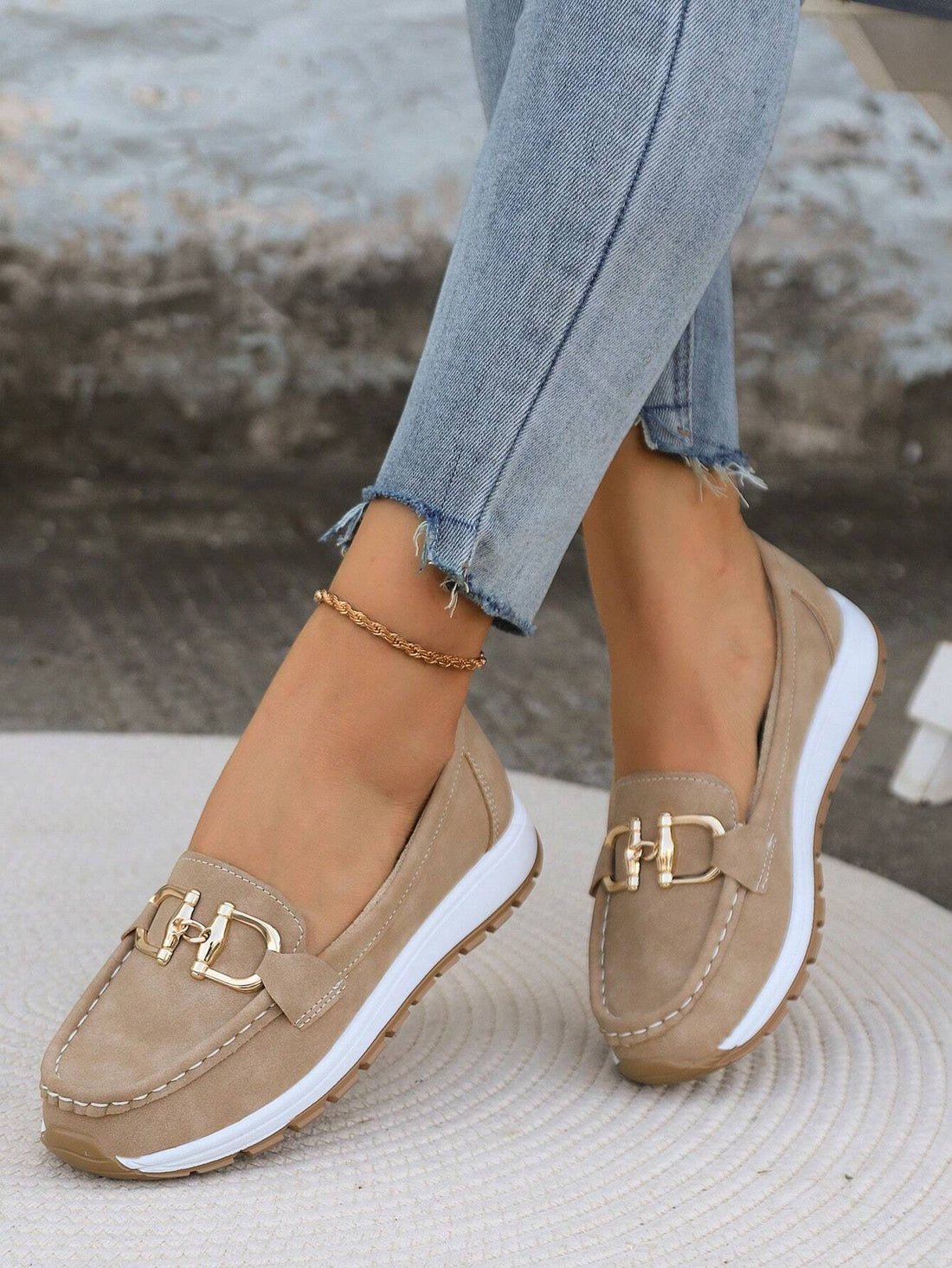 Azalea | Women's Gold Buckle Comfort Loafers