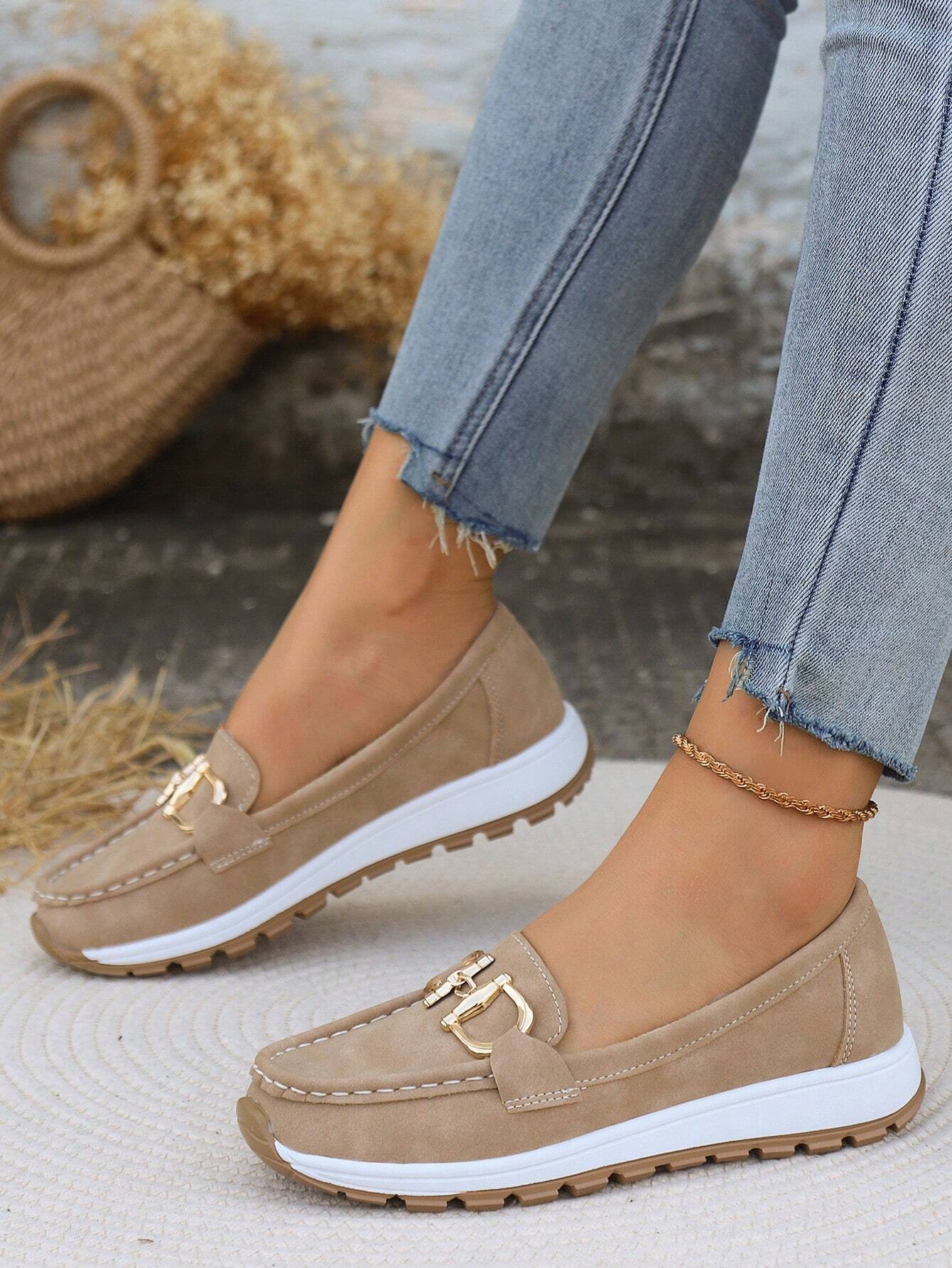 Azalea | Women's Gold Buckle Comfort Loafers