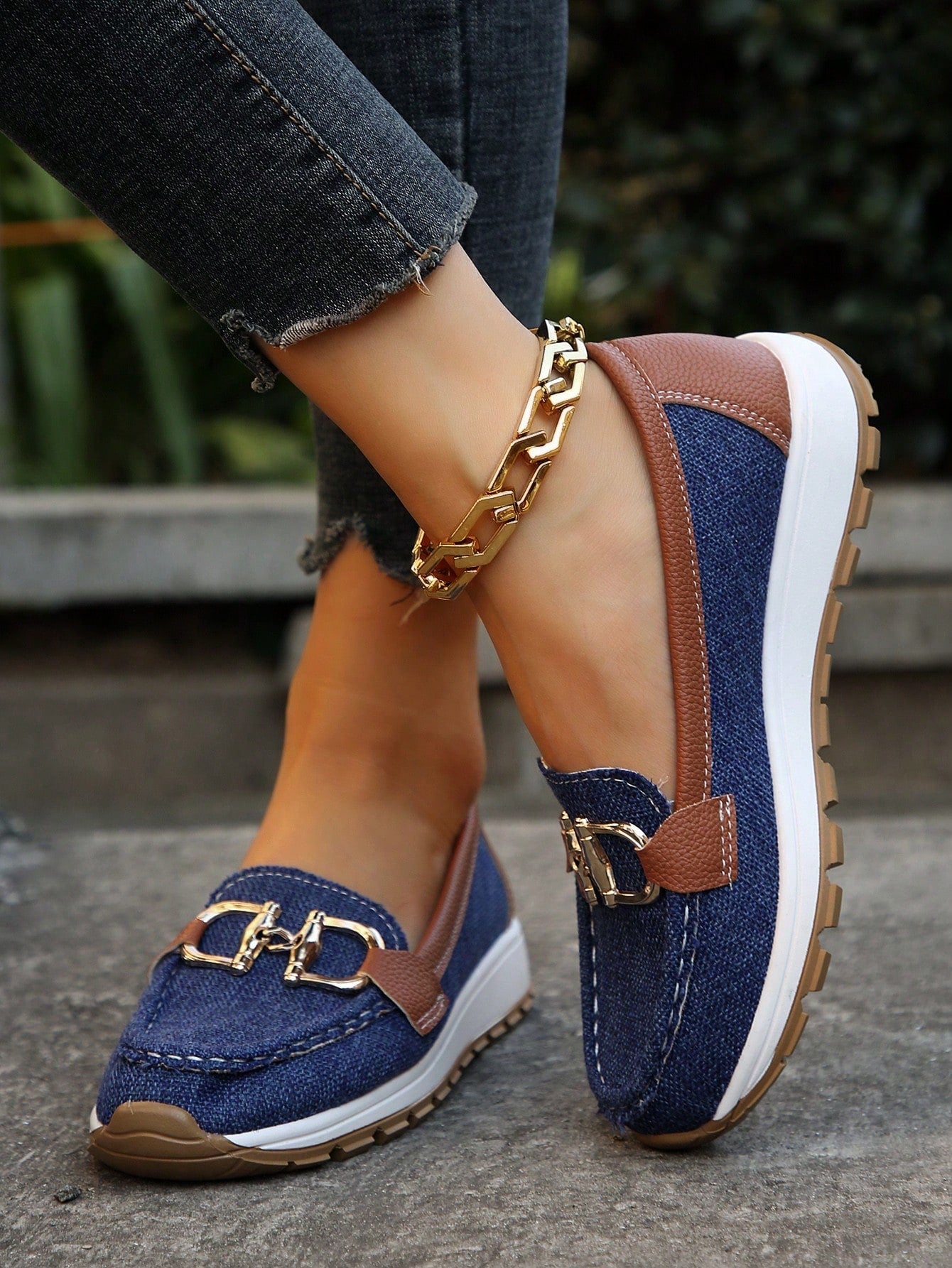 Azalea | Women's Gold Buckle Comfort Loafers