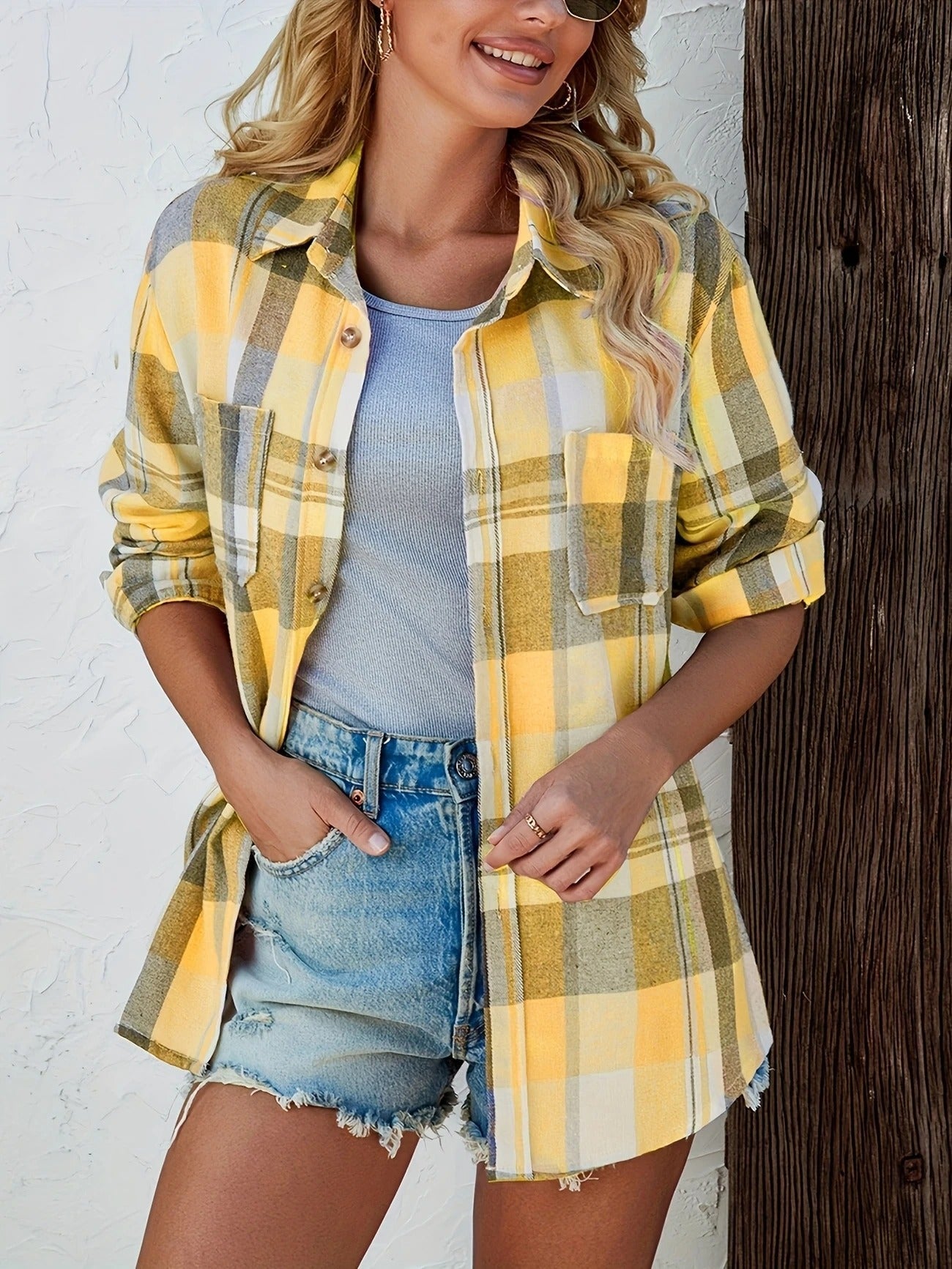 Harper | Women's Oversized Plaid Flannel Button-Down Shirt