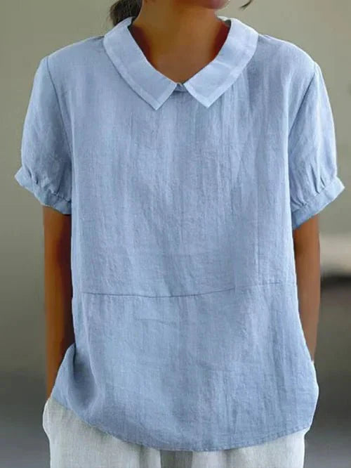 Audra | Short Sleeve Casual Top with Peter Pan Collar