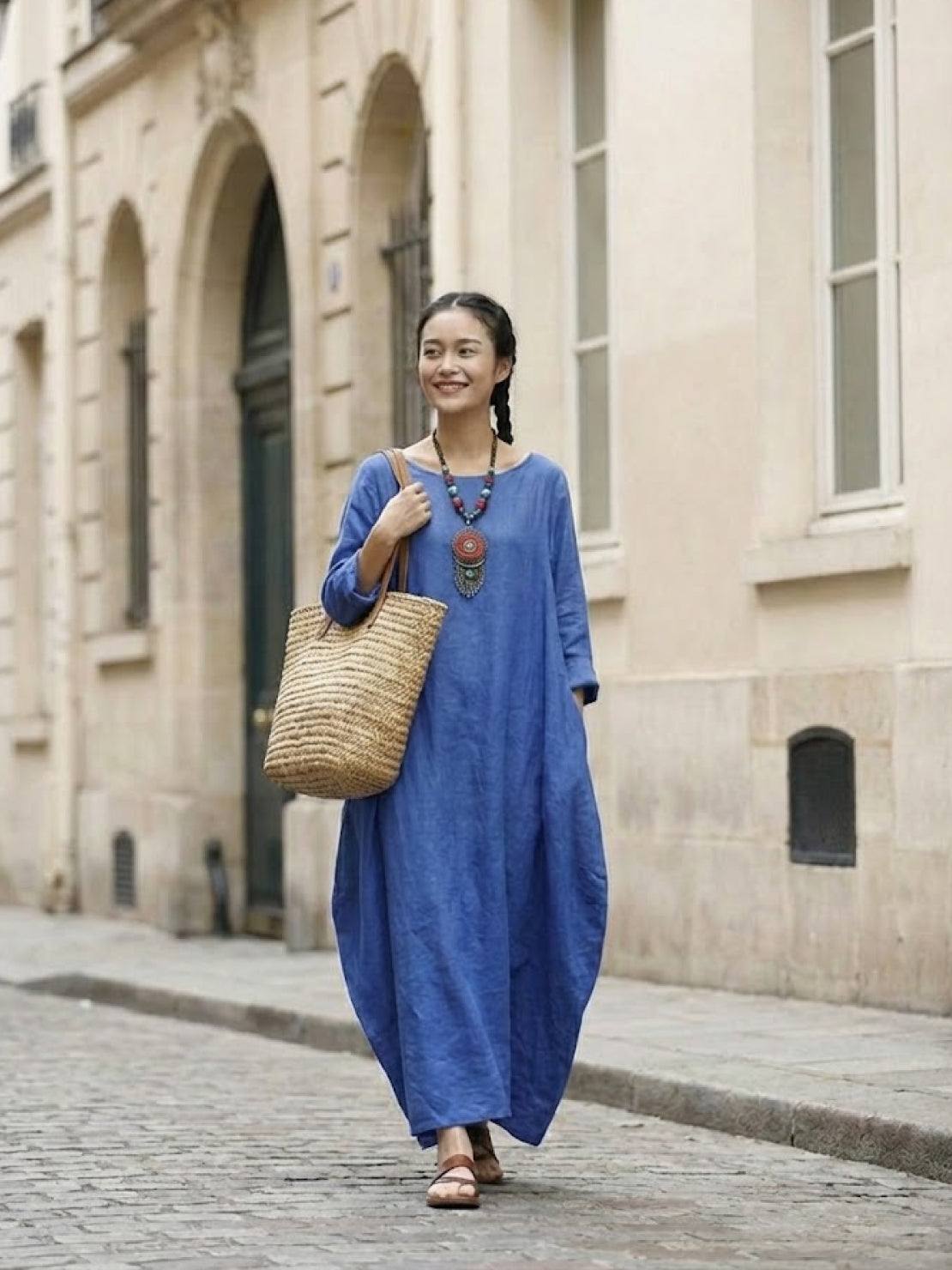 Arden | Women's Oversized Boho Maxi Dress with 3/4 Sleeves