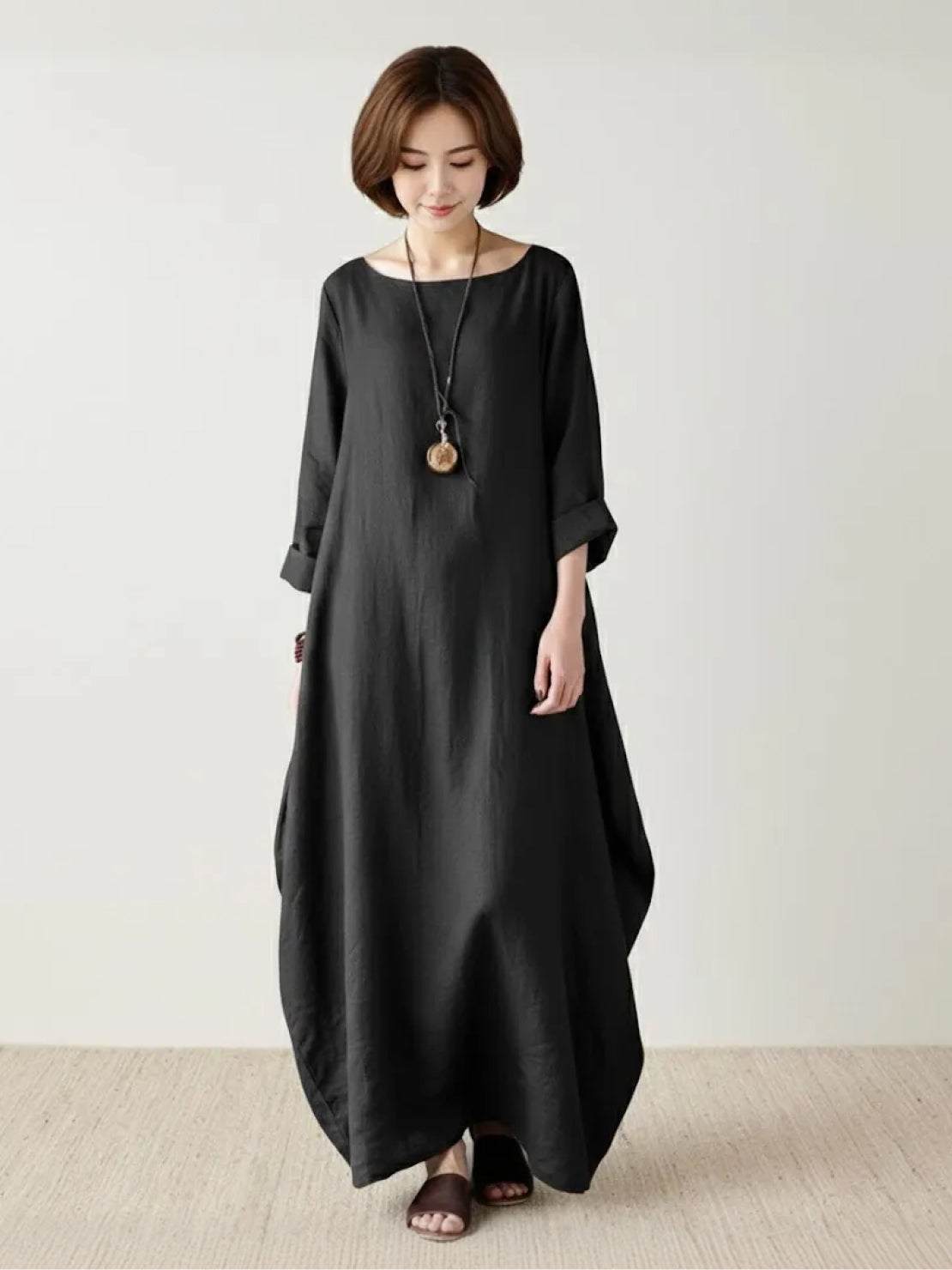 Arden | Women's Oversized Boho Maxi Dress with 3/4 Sleeves