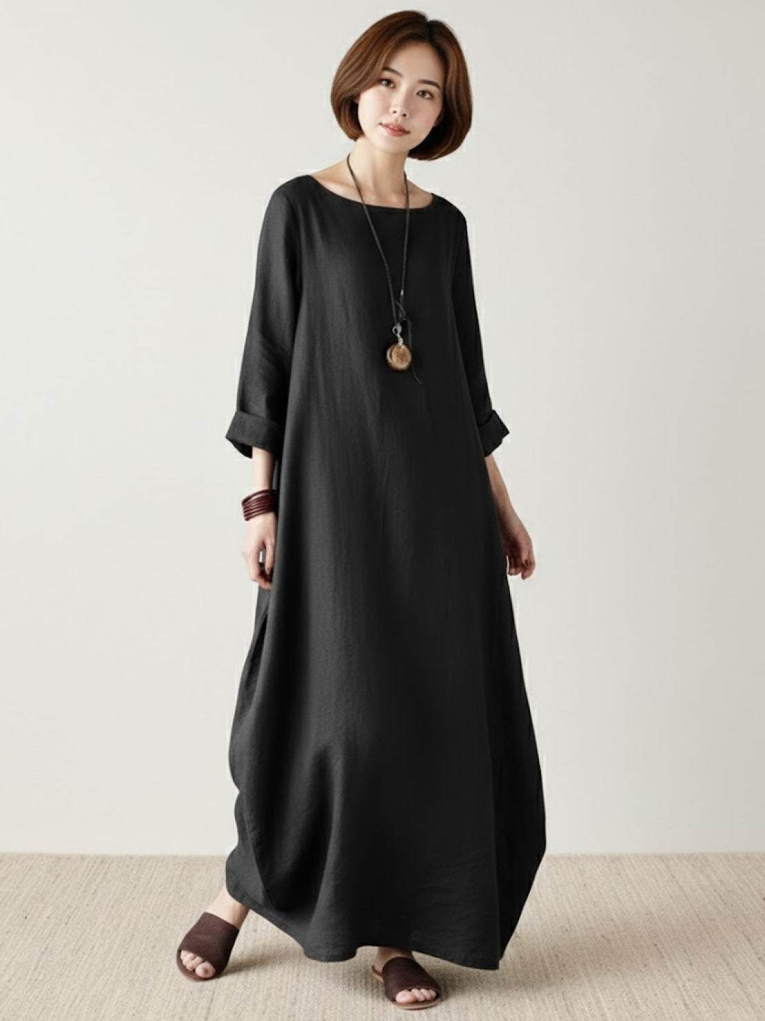 Arden | Women's Oversized Boho Maxi Dress with 3/4 Sleeves