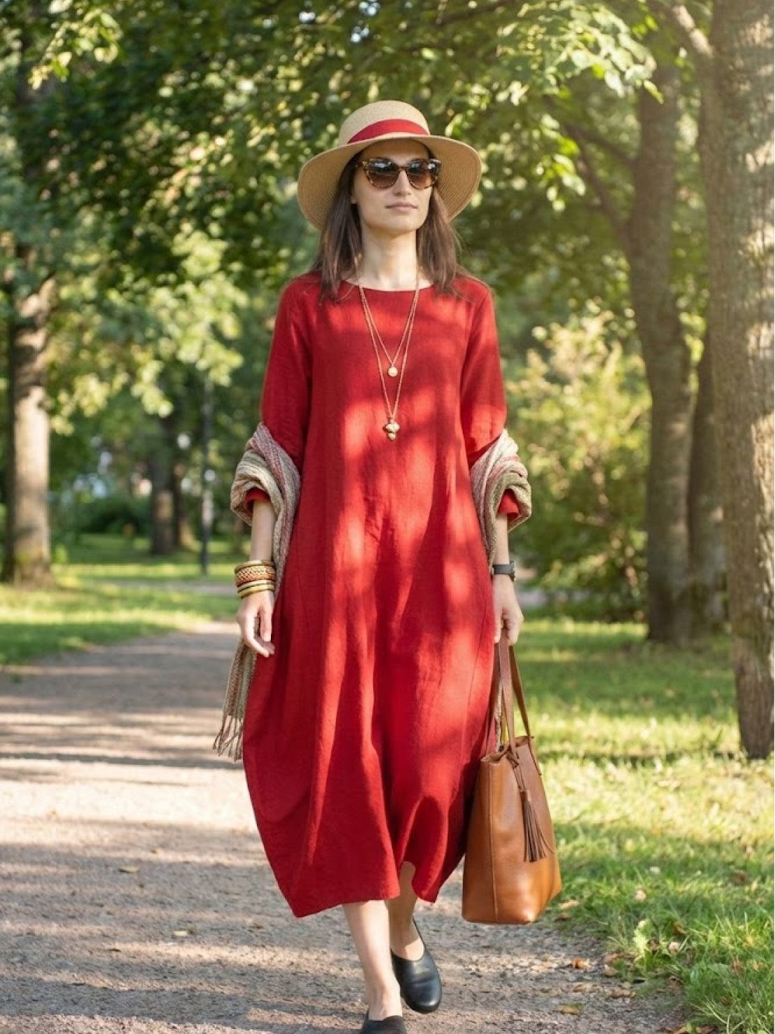 Arden | Women's Oversized Boho Maxi Dress with 3/4 Sleeves