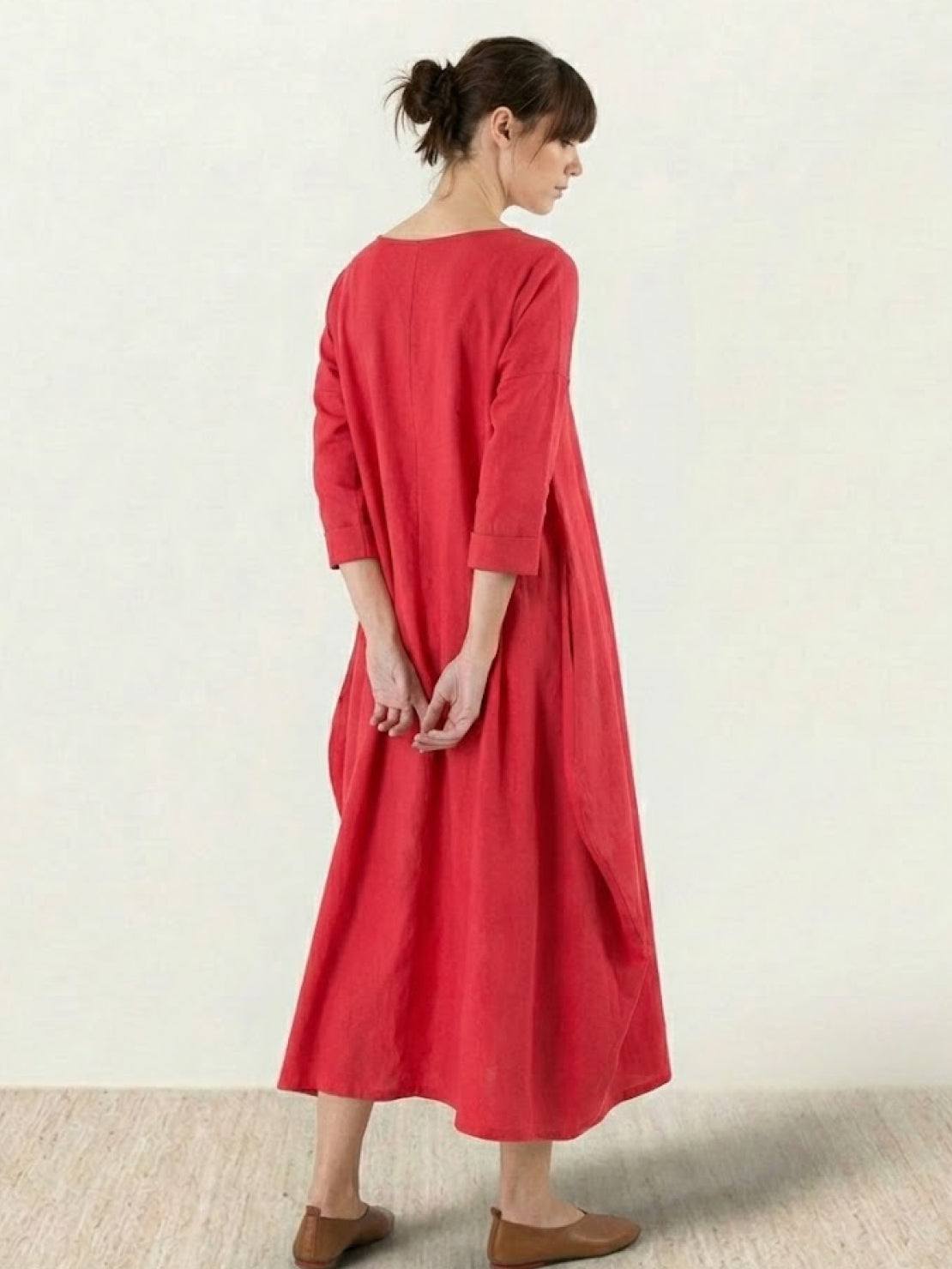 Arden | Women's Oversized Boho Maxi Dress with 3/4 Sleeves